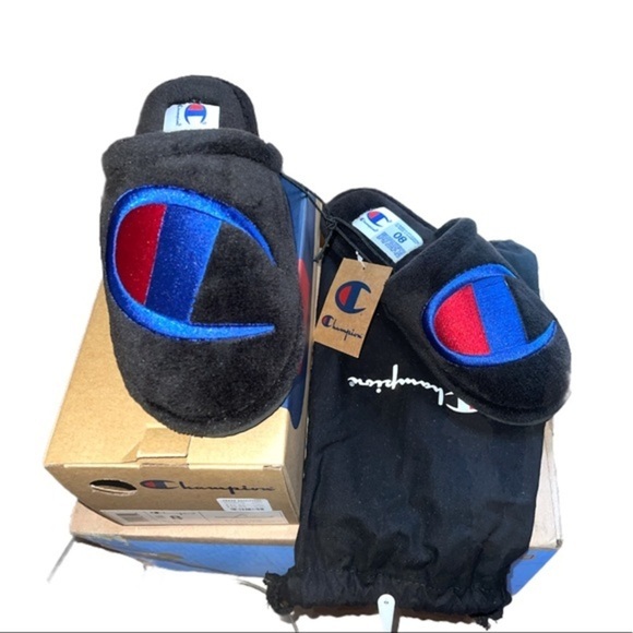 Champion Slipper Slides Terry Red Sleepover Collegiate fleece New w box - Picture 3 of 3